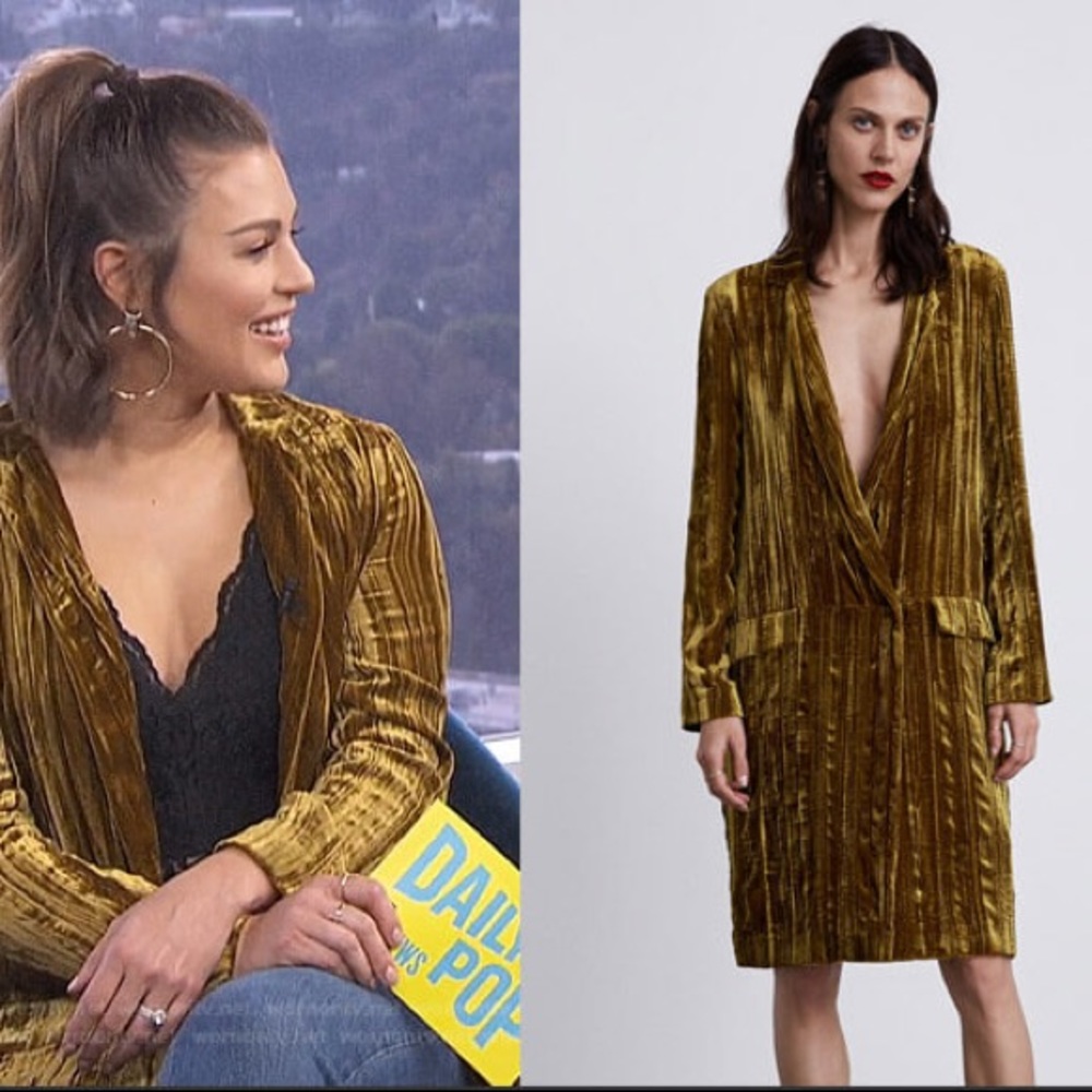 NWOT Zara long mustard velvet blazer